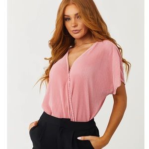 Pleated satin kimono sleeve bodysuit